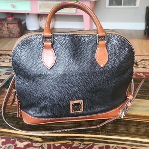 Dooney & Bourke Black and Tan Leather Satchel